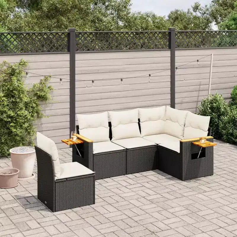 vidaXL Set divani da giardino in rattan PE Grandi braccioli regolabili