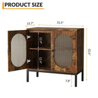 Madia moderna in rattan con ante, mobile credenza in legno per sala da pranzo, cucina con piedini in metallo