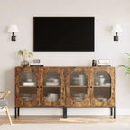 Madia moderna in rattan con ante, mobile credenza in legno per sala da pranzo, cucina con piedini in metallo