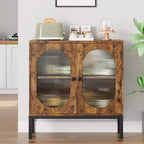 Madia moderna in rattan con ante, mobile credenza in legno per sala da pranzo, cucina con piedini in metallo