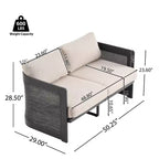 Christopher Knight Home Kirti Set Salotto Moderno da 3 Pezzi per Esterni in Alluminio con Cuscini (Tavolo Non Incluso)