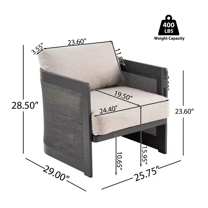 Christopher Knight Home Lalit Ensemble de conversation moderne 4 pièces en aluminium pour patio avec coussins (table non incluse)