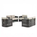 Christopher Knight Home Lalit Ensemble de conversation moderne 4 pièces en aluminium pour patio avec coussins (table non incluse)