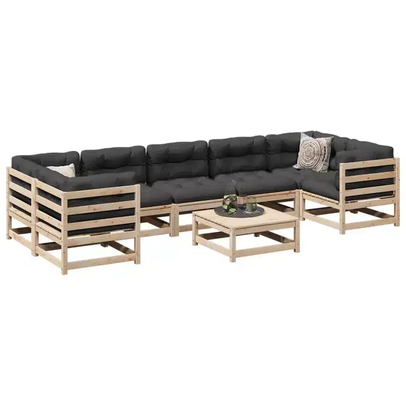 vidaXL Set Divano Modulare da Giardino con Cuscini e Legno Massello