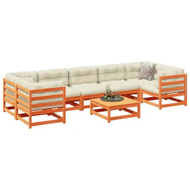 vidaXL Set Divano Modulare da Giardino con Cuscini e Legno Massello
