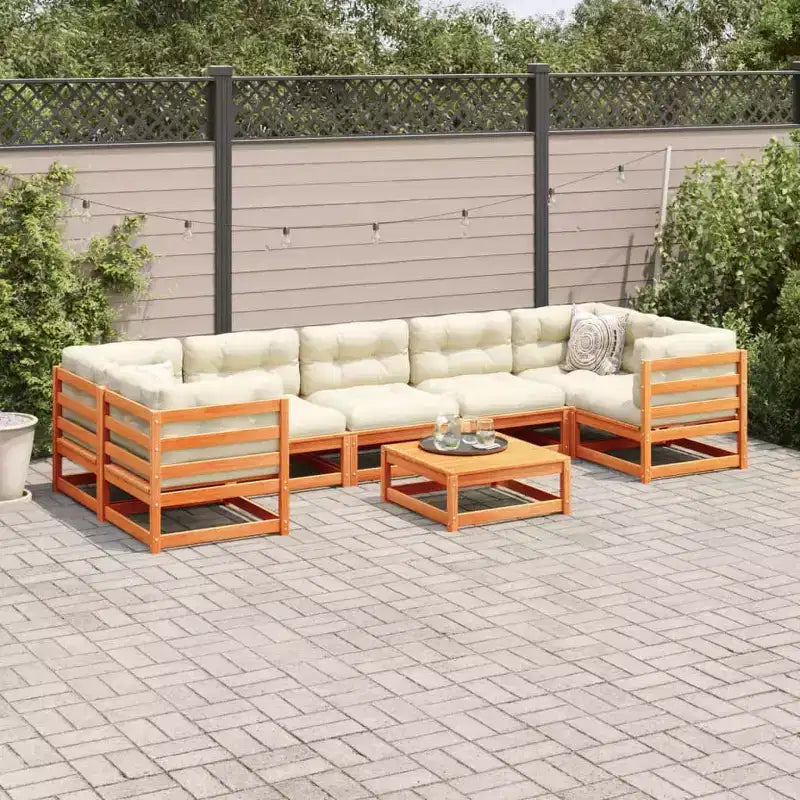 vidaXL Set Divano Modulare da Giardino con Cuscini e Legno Massello