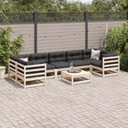 vidaXL Set Divano Modulare da Giardino con Cuscini e Legno Massello