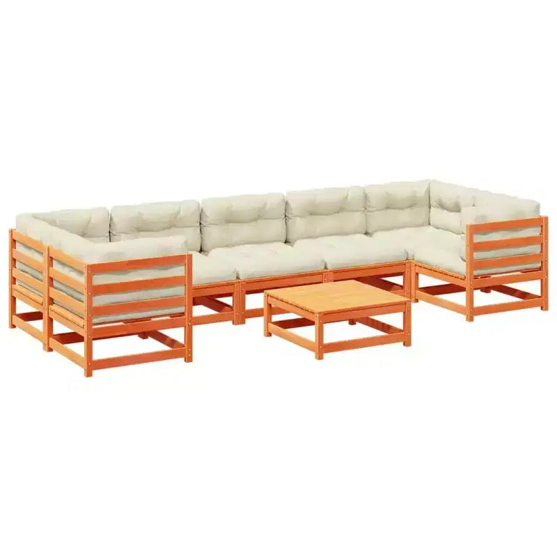 vidaXL Set Divano Modulare da Giardino con Cuscini e Legno Massello