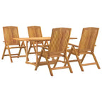 vidaXL Set pranzo da giardino in teak naturale, legno massello di teak, medio pieghevole