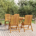 vidaXL Set pranzo da giardino in teak naturale, legno massello di teak, medio pieghevole