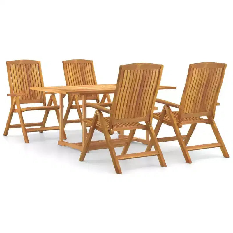 vidaXL Ensemble de salle à manger de jardin Teck naturel Bois de teck massif Taille M Pliable