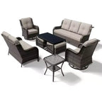 Ensemble de canapés d'extérieur UPTIOT Premium avec fauteuils pivotants et poufs multifonctionnels