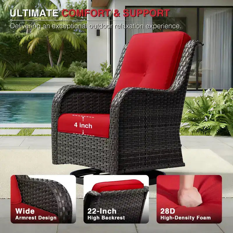 Set divano da esterno UPTIOT Premium a 3 posti con braciere e sedie girevoli