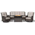 UPTIOT Premium 3-Seat Outdoor Sofa Set with Fire Pit & Swivel Chairs