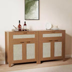 Set of 3 Rattan Buffet Cabinet, Sideboard Buffet Cabinet - Drawer & Adjustable Shelves, Storage Accent Cabinet for Living Room Entryway Coffee Bar