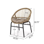 Set Salotto da Giardino Loic Farmhouse Christopher Knight Home in Ferro con Design in Rattan PE e Tavolino da Bistrò a Doghe in Acacia