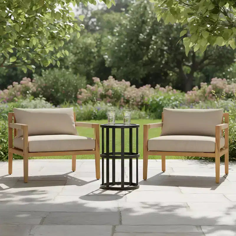 Christopher Knight Home Justina, set 3 pezzi da esterno con sedia in corda e legno di acacia e tavolino con piastrelle in ceramica