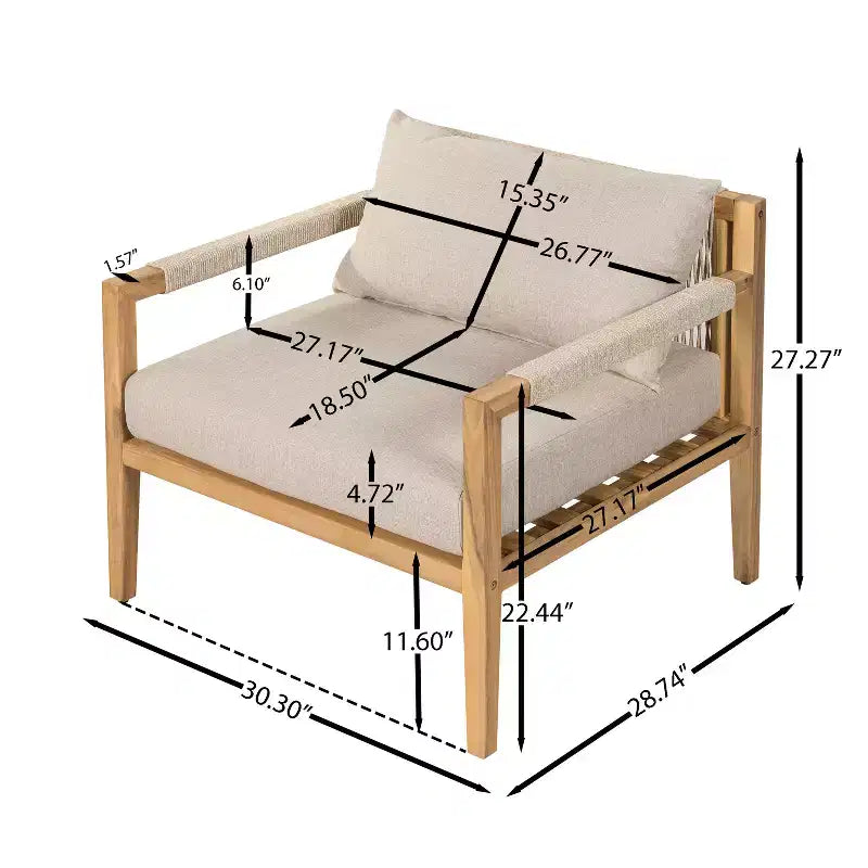 Christopher Knight Home Justina, set 3 pezzi da esterno con sedia in corda e legno di acacia e tavolino con piastrelle in ceramica