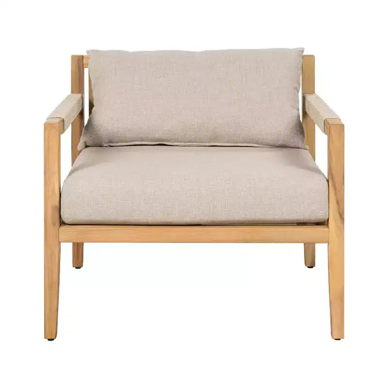 Christopher Knight Home Justina, set 3 pezzi da esterno con sedia in corda e legno di acacia e tavolino con piastrelle in ceramica