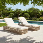 Christopher Knight Home Noline Set da 3 Chaise Longue Regolabili da Esterno in Corda con Tavolino Laterale in Piastrelle di Ceramica