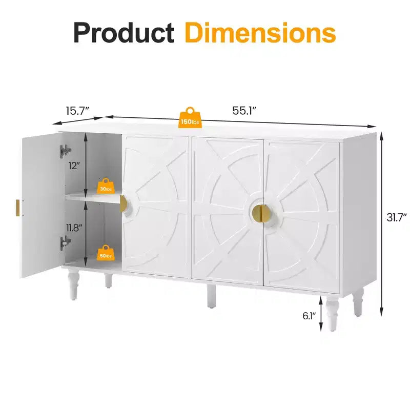 Bahut buffet vintage 140 cm avec rangement