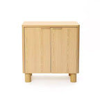 LuxenHome 28.3 Small Buffet Cabinet with Storage, Oak Accent Cabinets with Rounded Edges Brown