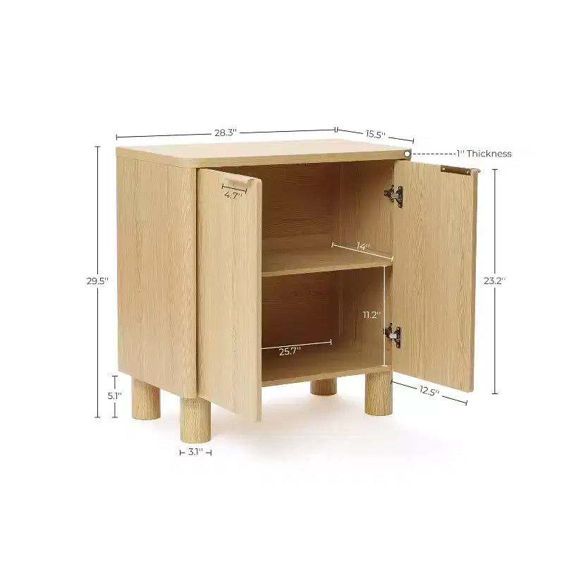 LuxenHome 28.3 Credenza Piccola con Ante, Madia Marrone con Bordi Arrotondati Effetto Rovere
