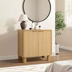 LuxenHome 28.3 Credenza Piccola con Ante, Madia Marrone con Bordi Arrotondati Effetto Rovere