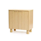 LuxenHome 28.3 Credenza Piccola con Ante, Madia Marrone con Bordi Arrotondati Effetto Rovere