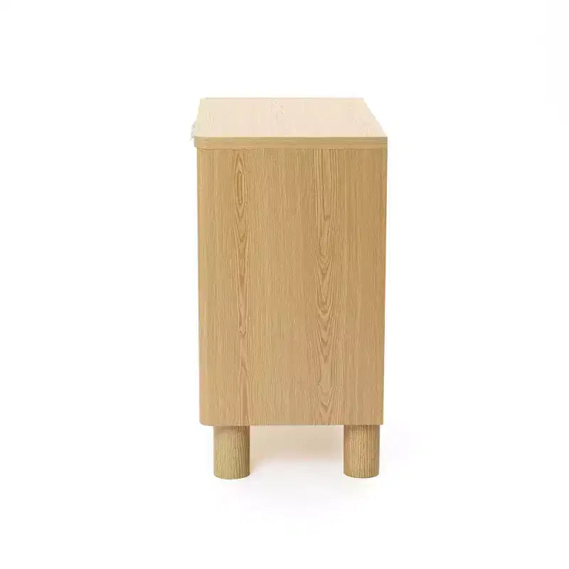 LuxenHome 28.3 Credenza Piccola con Ante, Madia Marrone con Bordi Arrotondati Effetto Rovere