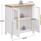 Madia moderna da 29" con ante in vetro, versatile credenza a buffet per cucina, soggiorno e sala da pranzo - Bianca