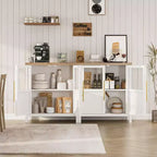 Madia moderna da 29" con ante in vetro, versatile credenza a buffet per cucina, soggiorno e sala da pranzo - Bianca