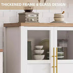 Madia moderna da 29" con ante in vetro, versatile credenza a buffet per cucina, soggiorno e sala da pranzo - Bianca
