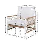 Set di mobili da patio Boho da 3 pezzi con 2 sedie a sdraio e tavolino con ripiano in vetro, set da conversazione per esterni per cortile o bordo piscina-Panipeachy