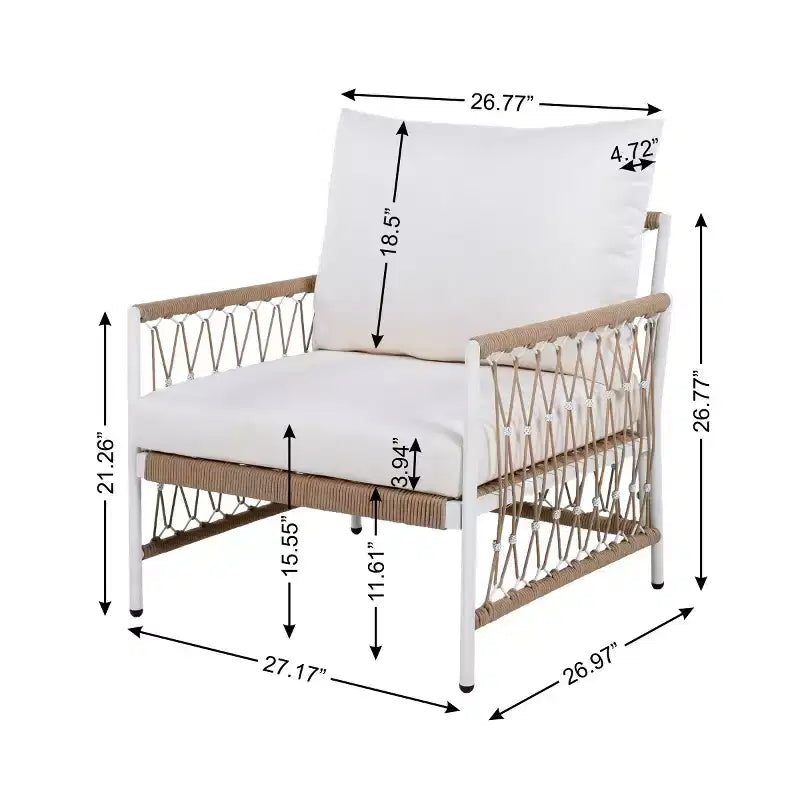 Set di mobili da patio Boho da 3 pezzi con 2 sedie a sdraio e tavolino con ripiano in vetro, set da conversazione per esterni per cortile o bordo piscina-Panipeachy