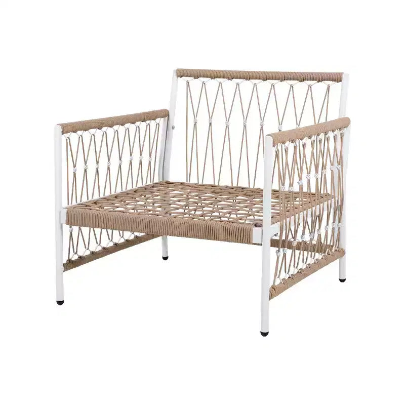 Set di mobili da patio Boho da 3 pezzi con 2 sedie a sdraio e tavolino con ripiano in vetro, set da conversazione per esterni per cortile o bordo piscina-Panipeachy