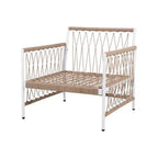 Set di mobili da patio Boho da 3 pezzi con 2 sedie a sdraio e tavolino con ripiano in vetro, set da conversazione per esterni per cortile o bordo piscina-Panipeachy