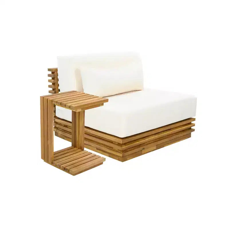 Christopher Knight Home Weston Set 2 pz per salotto con poltrona club e tavolino in legno di acacia e cuscini per esterni