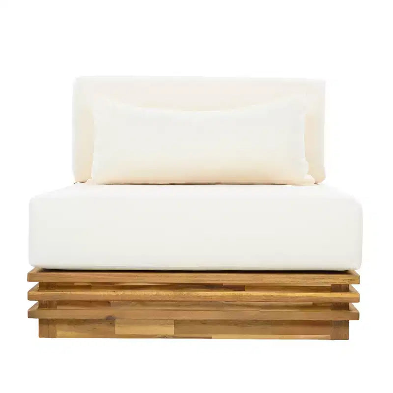 Christopher Knight Home Weston Set 2 pz per salotto con poltrona club e tavolino in legno di acacia e cuscini per esterni