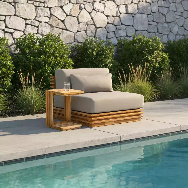 Christopher Knight Home Weston Set 2 pz per salotto con poltrona club e tavolino in legno di acacia e cuscini per esterni