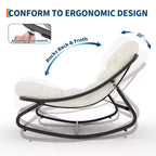 Poltrona a dondolo trapuntata oversize con cuscino rimovibile, sedia d'accento imbottita color bianco crema per soggiorno e camera da letto