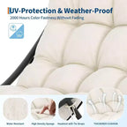 Poltrona a dondolo trapuntata oversize con cuscino rimovibile, sedia d'accento imbottita color bianco crema per soggiorno e camera da letto