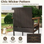 Costway Ensemble de Meubles en Rotin 8 Pièces avec Plateau de Table en Bois d'Acacia Accoudoirs Coussins pour Jardin
