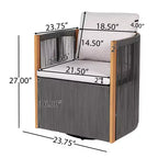 Christopher Knight Home Mason Set da Conversazione da Esterno Boho Moderno a 3 Pezzi in Legno di Acacia e Corda con Poltrone Girevoli e Tavolino Rotondo