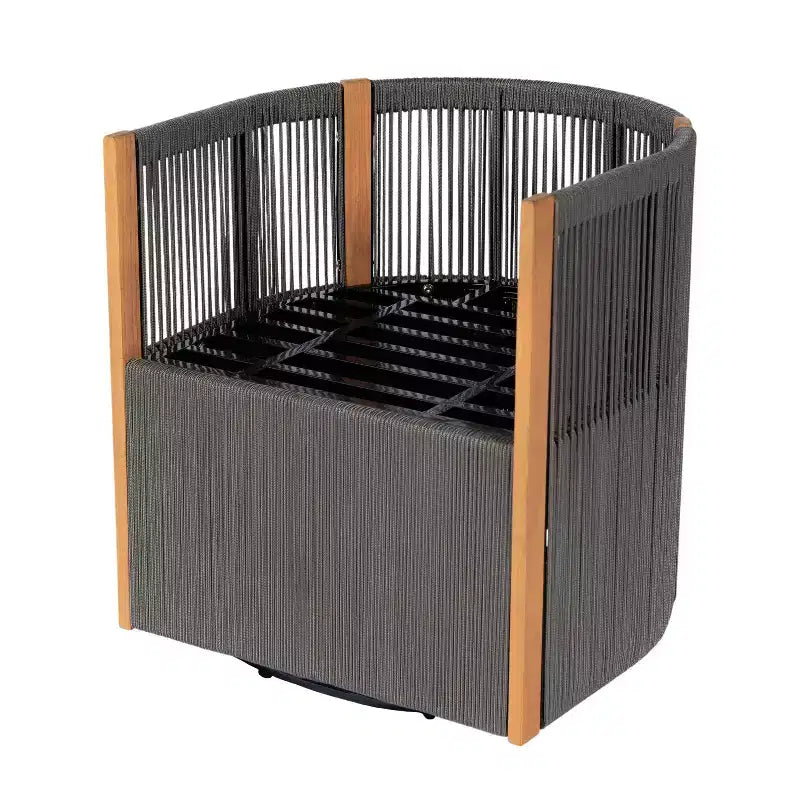 Christopher Knight Home Mason Set da Conversazione da Esterno Boho Moderno a 3 Pezzi in Legno di Acacia e Corda con Poltrone Girevoli e Tavolino Rotondo