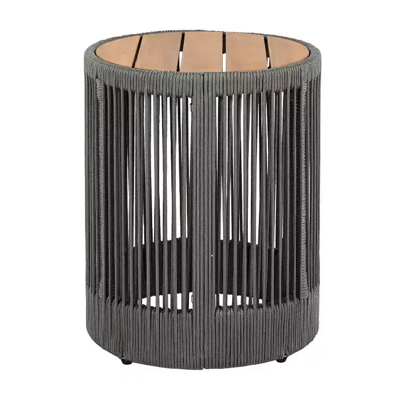 Christopher Knight Home Mason Set da Conversazione da Esterno Boho Moderno a 3 Pezzi in Legno di Acacia e Corda con Poltrone Girevoli e Tavolino Rotondo