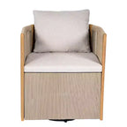 Christopher Knight Home Mason Set da Conversazione da Esterno Boho Moderno a 3 Pezzi in Legno di Acacia e Corda con Poltrone Girevoli e Tavolino Rotondo