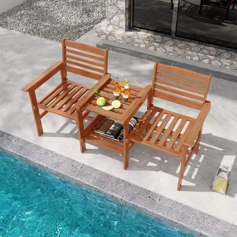 Divanetto da esterni Costway con tavolino da caffè e foro per ombrellone per giardino a bordo piscina