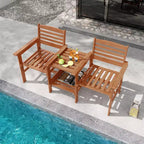 Divanetto da esterni Costway con tavolino da caffè e foro per ombrellone per giardino a bordo piscina