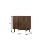 Bahut géométrique HomeRoots 32" marron en bois sculpté avec deux portes